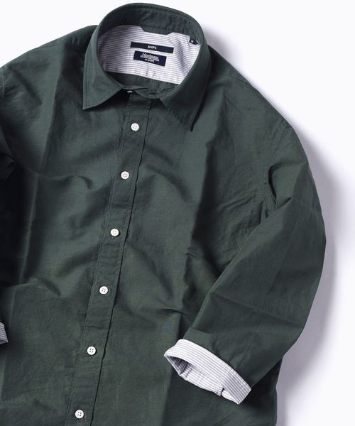SHIPS（シップス）の「SC: MADE IN JAPAN Herdmans コットン/リネン 7スリーブ シャツ□（シャツ/ブラウス・メンズ・ホワイト/オリーブ/ネイビー/ライトブルー/オレンジ/その他/チャコールグレー/グリーン/コバルトブルー・SMALL/MEDIUM/LARGE/X-LARGE）」の4枚目の写真