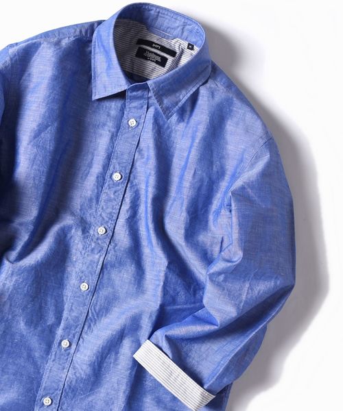 SHIPS（シップス）の「SC: MADE IN JAPAN Herdmans コットン/リネン 7スリーブ シャツ□（シャツ/ブラウス・メンズ・ホワイト/オリーブ/ネイビー/ライトブルー/オレンジ/その他/チャコールグレー/グリーン/コバルトブルー・SMALL/MEDIUM/LARGE/X-LARGE）」の5枚目の写真