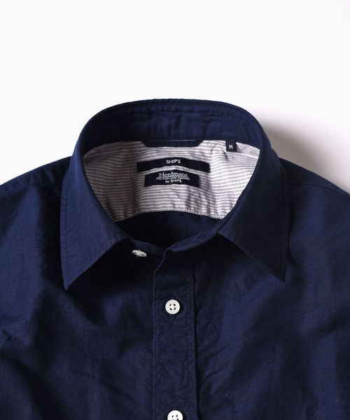 SHIPS（シップス）の「SC: MADE IN JAPAN Herdmans コットン/リネン 7スリーブ シャツ□（シャツ/ブラウス・メンズ・ホワイト/オリーブ/ネイビー/ライトブルー/オレンジ/その他/チャコールグレー/グリーン/コバルトブルー・SMALL/MEDIUM/LARGE/X-LARGE）」の11枚目の写真