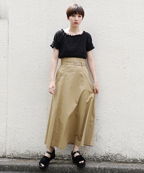 PAGEBOY（ページボーイ）の「シャーリングトップス（Tシャツ/カットソー・レディース・オフホワイト/ブラック/グリーン・FREE）」の17枚目の写真