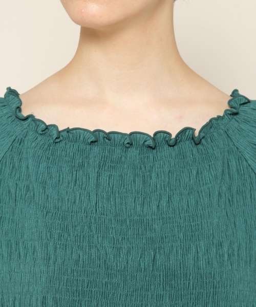 PAGEBOY（ページボーイ）の「シャーリングトップス（Tシャツ/カットソー・レディース・オフホワイト/ブラック/グリーン・FREE）」の11枚目の写真