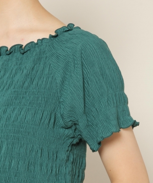 PAGEBOY（ページボーイ）の「シャーリングトップス（Tシャツ/カットソー・レディース・オフホワイト/ブラック/グリーン・FREE）」の12枚目の写真