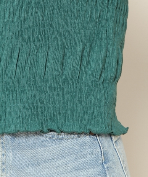 PAGEBOY（ページボーイ）の「シャーリングトップス（Tシャツ/カットソー・レディース・オフホワイト/ブラック/グリーン・FREE）」の13枚目の写真