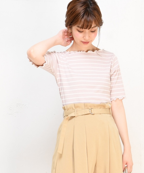 natural couture(ナチュラルクチュール)の「メローテレコTシャツ(Tシャツ/カットソー・レディース・ブラック/オフホワイト/ターコイズブルー/ピンクベージュ/その他12/レンガ・FREE)」の5枚目の写真