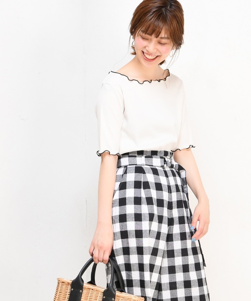 natural couture(ナチュラルクチュール)の「メローテレコTシャツ(Tシャツ/カットソー・レディース・ブラック/オフホワイト/ターコイズブルー/ピンクベージュ/その他12/レンガ・FREE)」の2枚目の写真