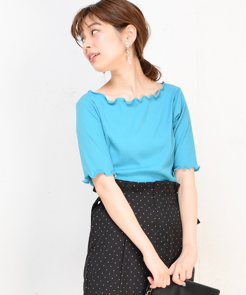 natural couture(ナチュラルクチュール)の「メローテレコTシャツ(Tシャツ/カットソー・レディース・ブラック/オフホワイト/ターコイズブルー/ピンクベージュ/その他12/レンガ・FREE)」の4枚目の写真
