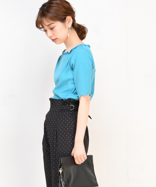 natural couture(ナチュラルクチュール)の「メローテレコTシャツ(Tシャツ/カットソー・レディース・ブラック/オフホワイト/ターコイズブルー/ピンクベージュ/その他12/レンガ・FREE)」の17枚目の写真