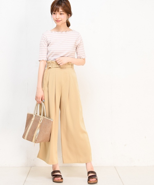 natural couture(ナチュラルクチュール)の「メローテレコTシャツ(Tシャツ/カットソー・レディース・ブラック/オフホワイト/ターコイズブルー/ピンクベージュ/その他12/レンガ・FREE)」の18枚目の写真