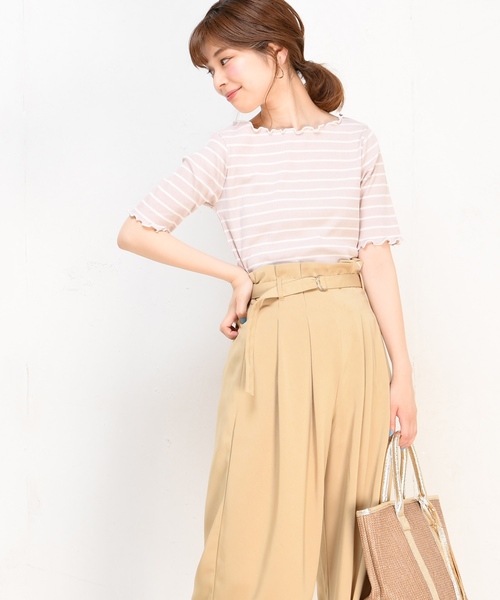 natural couture(ナチュラルクチュール)の「メローテレコTシャツ(Tシャツ/カットソー・レディース・ブラック/オフホワイト/ターコイズブルー/ピンクベージュ/その他12/レンガ・FREE)」の19枚目の写真