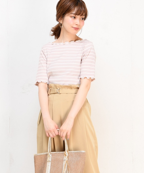 natural couture(ナチュラルクチュール)の「メローテレコTシャツ(Tシャツ/カットソー・レディース・ブラック/オフホワイト/ターコイズブルー/ピンクベージュ/その他12/レンガ・FREE)」の20枚目の写真