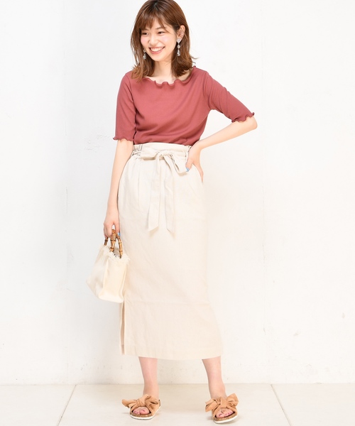 natural couture(ナチュラルクチュール)の「メローテレコTシャツ(Tシャツ/カットソー・レディース・ブラック/オフホワイト/ターコイズブルー/ピンクベージュ/その他12/レンガ・FREE)」の21枚目の写真