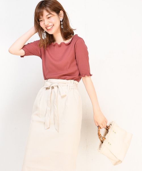 natural couture(ナチュラルクチュール)の「メローテレコTシャツ(Tシャツ/カットソー・レディース・ブラック/オフホワイト/ターコイズブルー/ピンクベージュ/その他12/レンガ・FREE)」の22枚目の写真