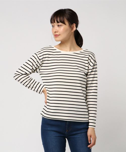 LOWRYS FARM（ローリーズファーム）の「ボーダーウシロアキプルオーバー　813817（Tシャツ/カットソー・レディース・ブラウン/オフホワイト/ブラック・LARGE/MEDIUM）」の6枚目の写真