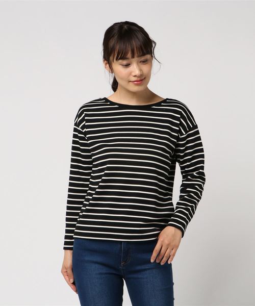 LOWRYS FARM（ローリーズファーム）の「ボーダーウシロアキプルオーバー　813817（Tシャツ/カットソー・レディース・ブラウン/オフホワイト/ブラック・LARGE/MEDIUM）」の7枚目の写真