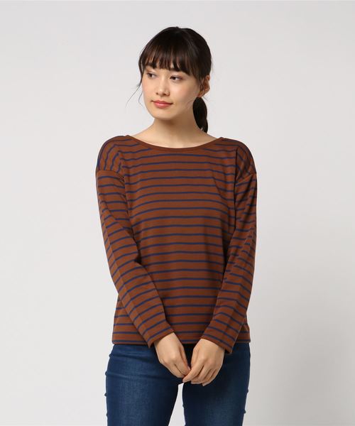 LOWRYS FARM（ローリーズファーム）の「ボーダーウシロアキプルオーバー　813817（Tシャツ/カットソー・レディース・ブラウン/オフホワイト/ブラック・LARGE/MEDIUM）」の8枚目の写真