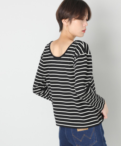 LOWRYS FARM（ローリーズファーム）の「ボーダーウシロアキプルオーバー　813817（Tシャツ/カットソー・レディース・ブラウン/オフホワイト/ブラック・LARGE/MEDIUM）」の18枚目の写真