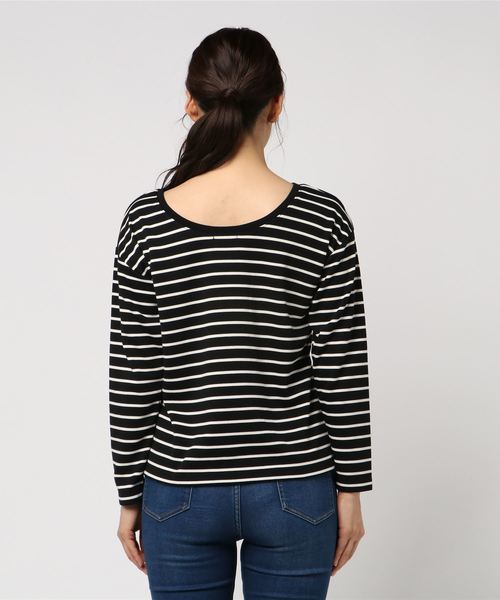 LOWRYS FARM（ローリーズファーム）の「ボーダーウシロアキプルオーバー　813817（Tシャツ/カットソー・レディース・ブラウン/オフホワイト/ブラック・LARGE/MEDIUM）」の5枚目の写真