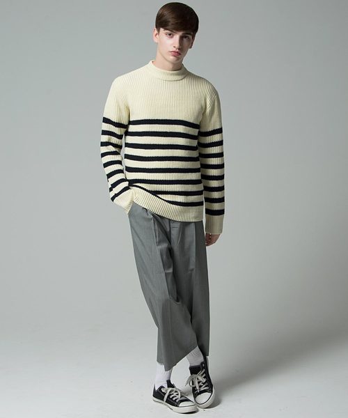 SILVER BULLET（シルバーバレット）の「『vicci/ヴィッチ』畦編みモックネック長袖ニットセーター（ニット/セーター・メンズ・ネイビー/ホワイト系その他/ブラック系その他2/グレー/ブラック系その他/ブラック系その他3/レッド/ブラウン系その他/ブラック/オフホワイト/ホワイト系その他2/ベージュ/モカ・M/L/XL）」の14枚目の写真