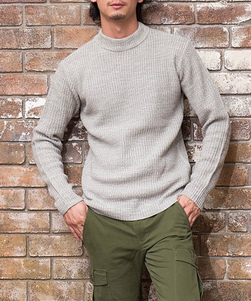 SILVER BULLET（シルバーバレット）の「『vicci/ヴィッチ』畦編みモックネック長袖ニットセーター（ニット/セーター・メンズ・ネイビー/ホワイト系その他/ブラック系その他2/グレー/ブラック系その他/ブラック系その他3/レッド/ブラウン系その他/ブラック/オフホワイト/ホワイト系その他2/ベージュ/モカ・M/L/XL）」の9枚目の写真