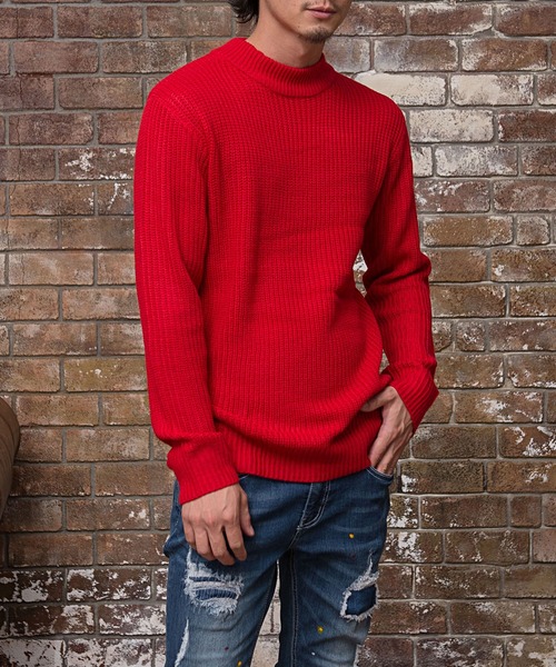 SILVER BULLET（シルバーバレット）の「『vicci/ヴィッチ』畦編みモックネック長袖ニットセーター（ニット/セーター・メンズ・ネイビー/ホワイト系その他/ブラック系その他2/グレー/ブラック系その他/ブラック系その他3/レッド/ブラウン系その他/ブラック/オフホワイト/ホワイト系その他2/ベージュ/モカ・M/L/XL）」の13枚目の写真