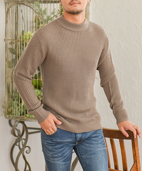 SILVER BULLET（シルバーバレット）の「『vicci/ヴィッチ』畦編みモックネック長袖ニットセーター（ニット/セーター・メンズ・ネイビー/ホワイト系その他/ブラック系その他2/グレー/ブラック系その他/ブラック系その他3/レッド/ブラウン系その他/ブラック/オフホワイト/ホワイト系その他2/ベージュ/モカ・M/L/XL）」の10枚目の写真