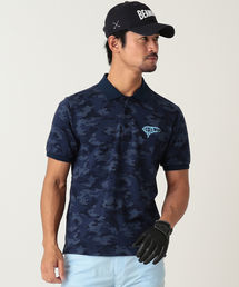 ビームス ゴルフ 迷彩 カモフラ ポロシャツ S ブルー BEAMS GOLF BEAMS - ビームスゴルフ 日本製 ゴルフ 半袖 ポロシャツ S