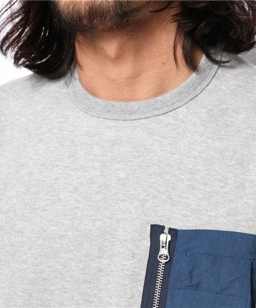 WHO'S WHO gallery（フーズフーギャラリー）の「MA-1ポケットクルーネック（スウェット・メンズ・グレー/アイボリー・LARGE/MEDIUM）」の9枚目の写真