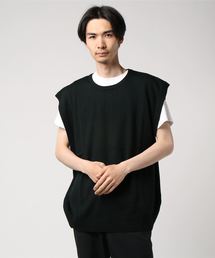 VIBGYOR Select/ ハイゲージニットクルーネックオーバーサイズベスト (BG)