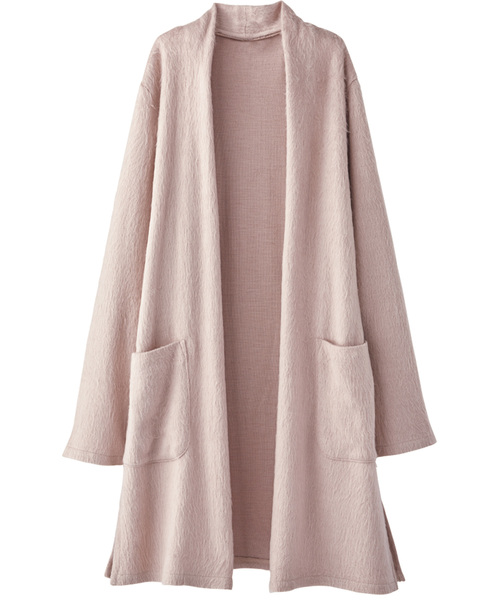 BELLUNA（ベルーナ）の「ウール入りシャギー素材カーディガン（ノーカラージャケット・レディース・チャコールグレー/ライトグレー/ベージュ系その他・MEDIUM/LARGE/X-LARGE）」の3枚目の写真