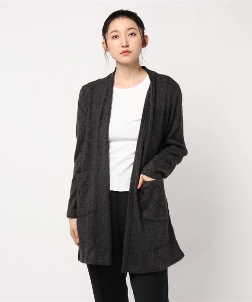 BELLUNA（ベルーナ）の「ウール入りシャギー素材カーディガン（ノーカラージャケット・レディース・チャコールグレー/ライトグレー/ベージュ系その他・MEDIUM/LARGE/X-LARGE）」の13枚目の写真