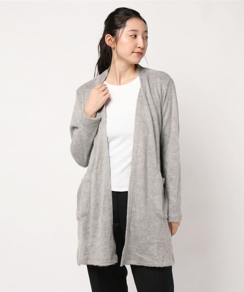 BELLUNA（ベルーナ）の「ウール入りシャギー素材カーディガン（ノーカラージャケット・レディース・チャコールグレー/ライトグレー/ベージュ系その他・MEDIUM/LARGE/X-LARGE）」の14枚目の写真