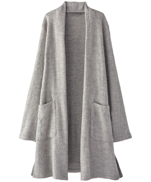 BELLUNA（ベルーナ）の「ウール入りシャギー素材カーディガン（ノーカラージャケット・レディース・チャコールグレー/ライトグレー/ベージュ系その他・MEDIUM/LARGE/X-LARGE）」の6枚目の写真