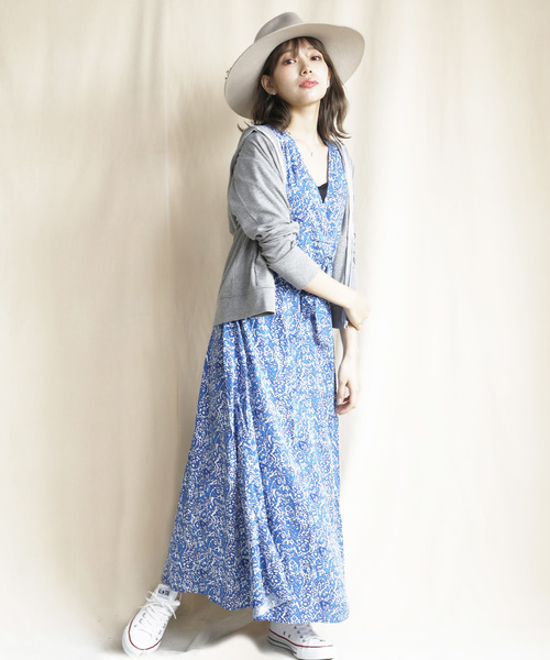 ワンピース ワンピースフランス製 リゾート風花柄 マキシロングワンピ ワンピース Eversince エバーシンス のファッション 365日毎日発送 Okの