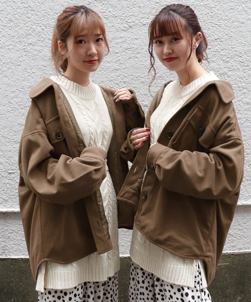 PairPair（ペアペア）の「ベルト付きCPOジャケット（ミリタリージャケット・レディース・ベージュ/ブルー/アイボリー/モカ/ブラウン系その他・FREE）」の4枚目の写真