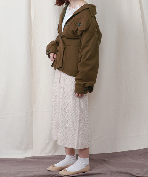 PairPair（ペアペア）の「ベルト付きCPOジャケット（ミリタリージャケット・レディース・ベージュ/ブルー/アイボリー/モカ/ブラウン系その他・FREE）」の6枚目の写真