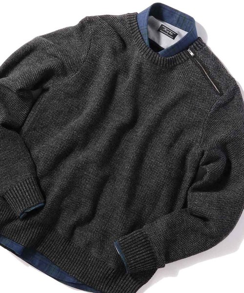 セール ニット セーター Men S 襟ファスナー トップス クルーネックニット ニット セーター Men S Bigi メンズビギ のファッション