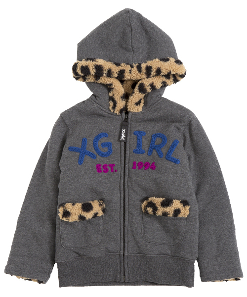 X-girl Stages(エックスガールステージス)の「COMFY SWEAT JUMPER (4T~7T)(ブルゾン・キッズ・チャコール/ピンク/レッド・7T/5T/4T/6T)」の1枚目の写真