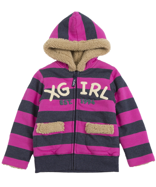 X-girl Stages(エックスガールステージス)の「COMFY SWEAT JUMPER (4T~7T)(ブルゾン・キッズ・チャコール/ピンク/レッド・7T/5T/4T/6T)」の2枚目の写真