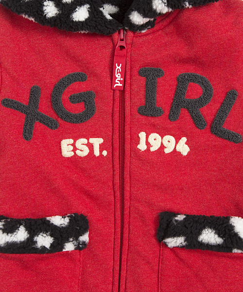 X-girl Stages(エックスガールステージス)の「COMFY SWEAT JUMPER (4T~7T)(ブルゾン・キッズ・チャコール/ピンク/レッド・7T/5T/4T/6T)」の6枚目の写真