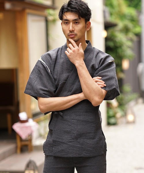 MONO-MART(モノマート)の「しじら織 『甚平』(浴衣・メンズ・ブラック/グレー/ネイビー/ブルー系その他/チャコール/ブラック系その他2/ブラック系その他3/ブルー系その他2/ホワイト系その他/ブラック系その他/グレー系その他・M/L/XL)」の7枚目の写真