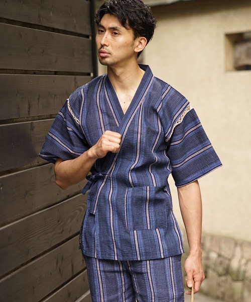 MONO-MART(モノマート)の「しじら織 『甚平』(浴衣・メンズ・ブラック/グレー/ネイビー/ブルー系その他/チャコール/ブラック系その他2/ブラック系その他3/ブルー系その他2/ホワイト系その他/ブラック系その他/グレー系その他・M/L/XL)」の10枚目の写真