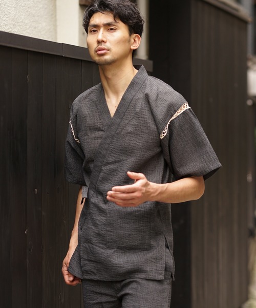 MONO-MART(モノマート)の「しじら織 『甚平』(浴衣・メンズ・ブラック/グレー/ネイビー/ブルー系その他/チャコール/ブラック系その他2/ブラック系その他3/ブルー系その他2/ホワイト系その他/ブラック系その他/グレー系その他・M/L/XL)」の8枚目の写真