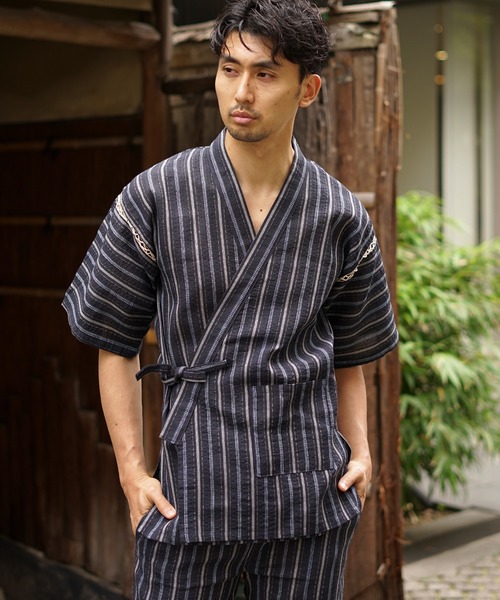 MONO-MART(モノマート)の「しじら織 『甚平』(浴衣・メンズ・ブラック/グレー/ネイビー/ブルー系その他/チャコール/ブラック系その他2/ブラック系その他3/ブルー系その他2/ホワイト系その他/ブラック系その他/グレー系その他・M/L/XL)」の11枚目の写真