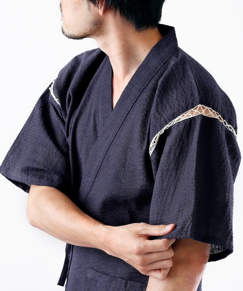 MONO-MART(モノマート)の「しじら織 『甚平』(浴衣・メンズ・ブラック/グレー/ネイビー/ブルー系その他/チャコール/ブラック系その他2/ブラック系その他3/ブルー系その他2/ホワイト系その他/ブラック系その他/グレー系その他・M/L/XL)」の15枚目の写真