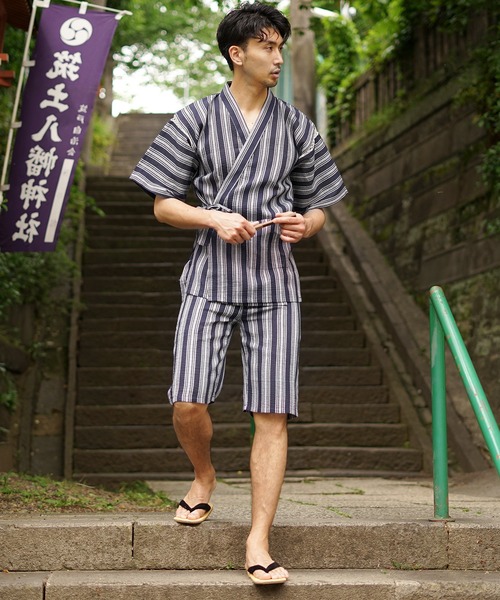 MONO-MART(モノマート)の「しじら織 『甚平』(浴衣・メンズ・ブラック/グレー/ネイビー/ブルー系その他/チャコール/ブラック系その他2/ブラック系その他3/ブルー系その他2/ホワイト系その他/ブラック系その他/グレー系その他・M/L/XL)」の16枚目の写真