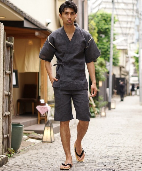 MONO-MART(モノマート)の「しじら織 『甚平』(浴衣・メンズ・ブラック/グレー/ネイビー/ブルー系その他/チャコール/ブラック系その他2/ブラック系その他3/ブルー系その他2/ホワイト系その他/ブラック系その他/グレー系その他・M/L/XL)」の22枚目の写真