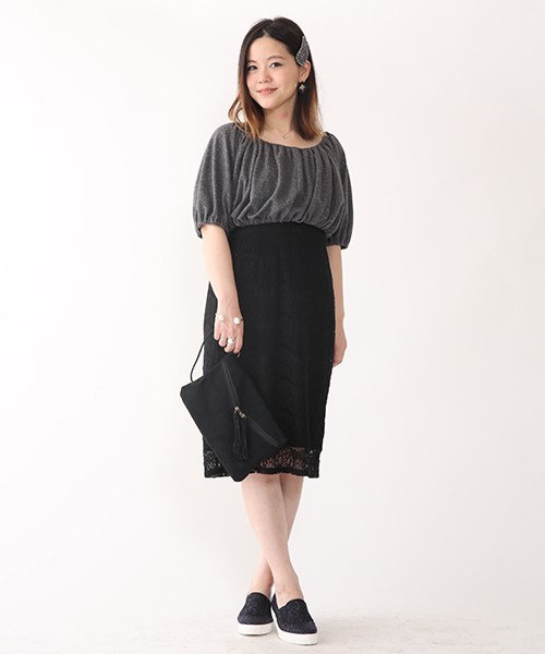 mystic（ミスティック）の「ドッキングワンピース（ワンピース・レディース・ブラック/オフホワイト/ベージュ・ﾌﾘ-）」の11枚目の写真