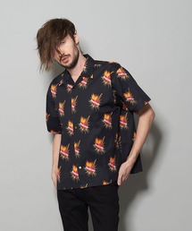 【NO ID.】TATTOO Print Open Collar Big Shirt / TATTO プリント オープン カラー ビッグ シャツ