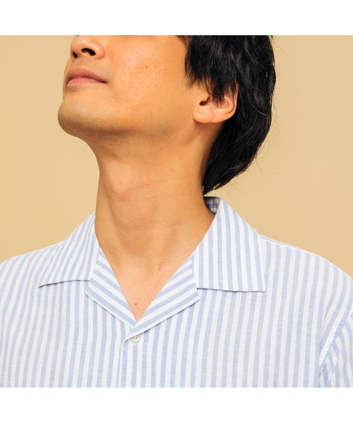 AIGLE(エーグル)の「吸水速乾 スレイプ ストライプ 半袖シャツ(シャツ/ブラウス・メンズ・ライトブルー/ベージュ・LL/S/M/L)」の18枚目の写真