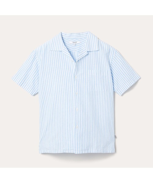 AIGLE(エーグル)の「吸水速乾 スレイプ ストライプ 半袖シャツ(シャツ/ブラウス・メンズ・ライトブルー/ベージュ・LL/S/M/L)」の9枚目の写真
